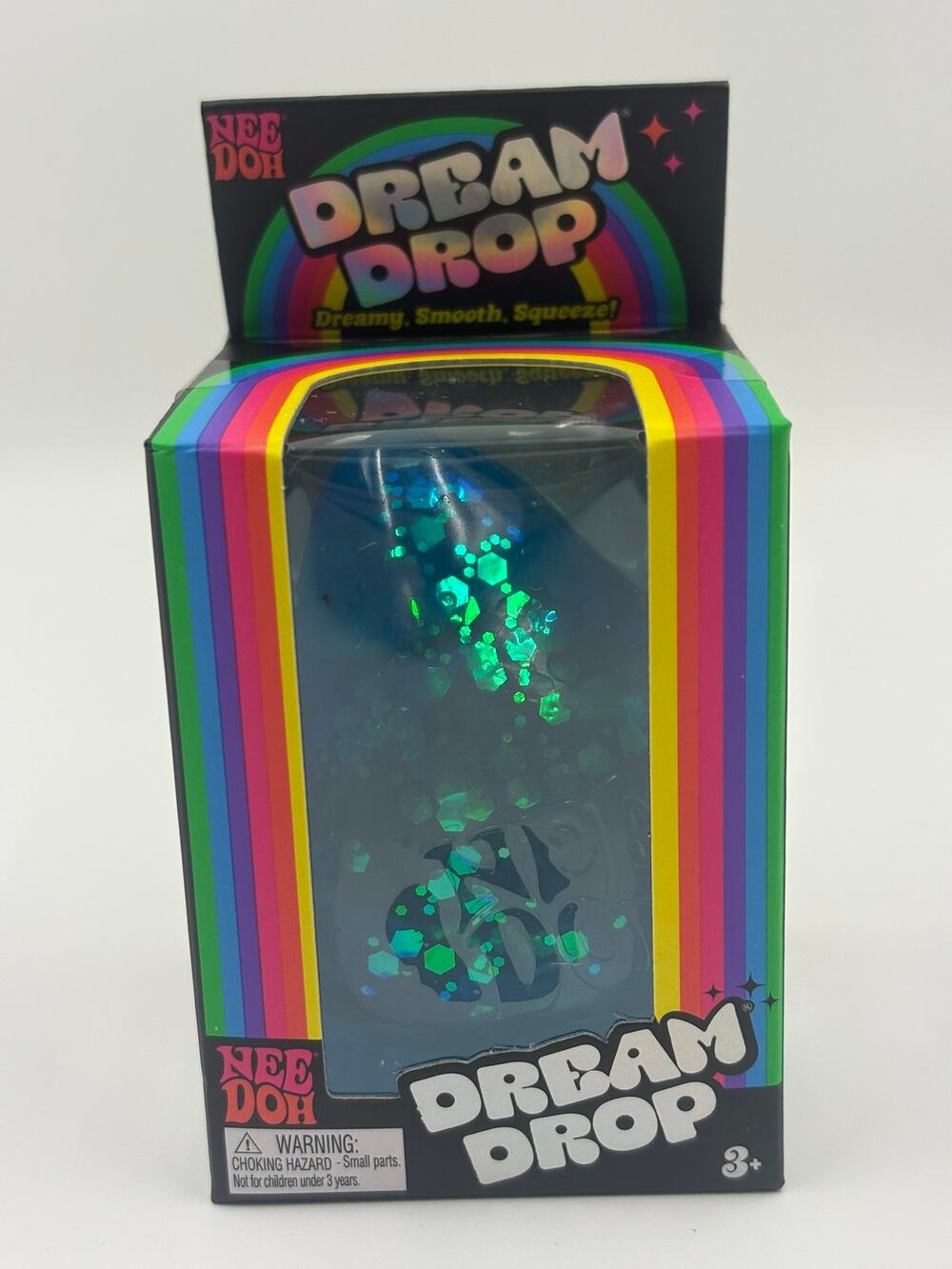 NeeDoh Dream Drop Blue Sparkle Sensory Squishy Display Stand Schylling NEW
